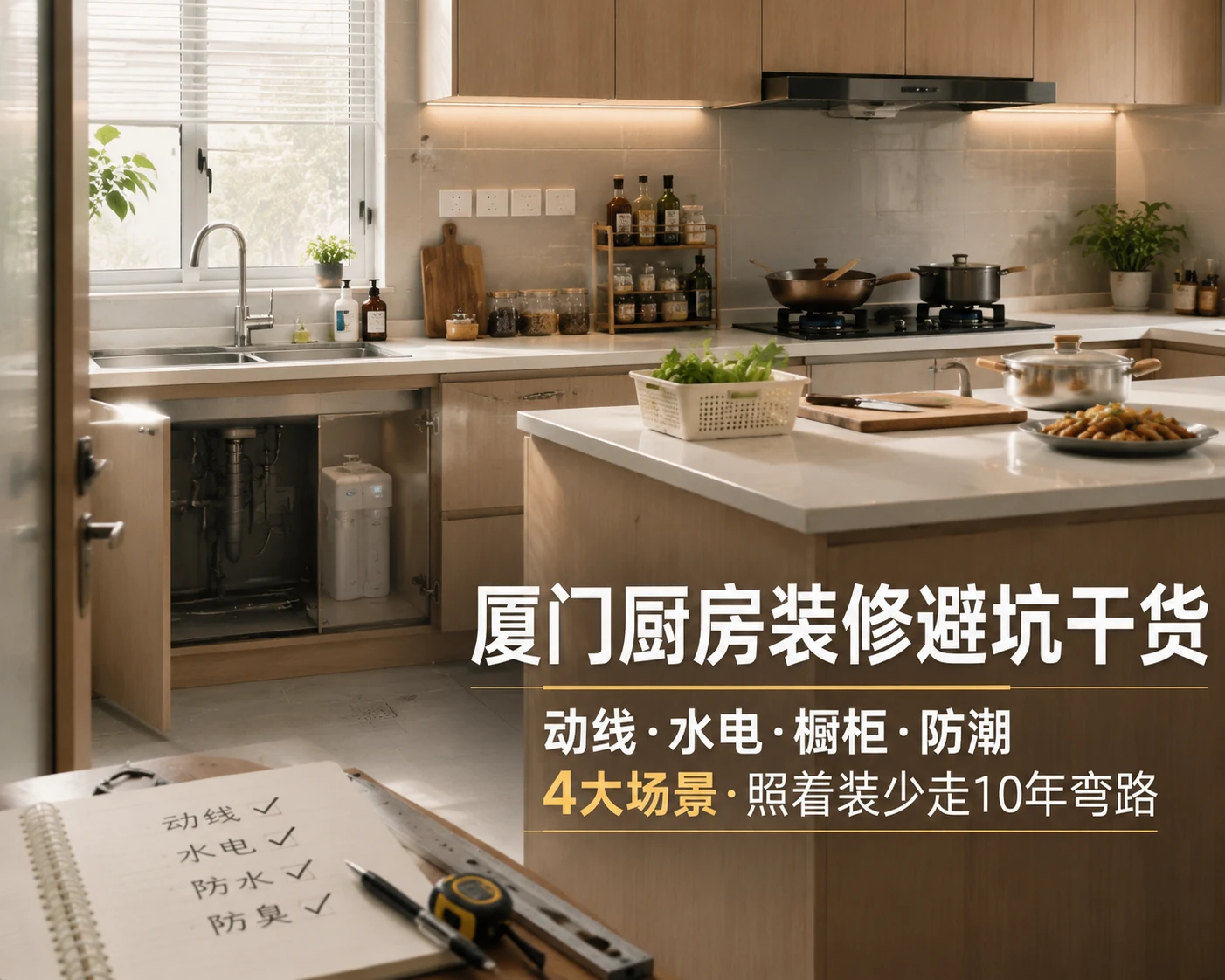 厦门厨房装修闭坑!动线 / 水电 / 橱柜 / 防潮 4 大场景,实用干货少走 10 年弯路文章封面